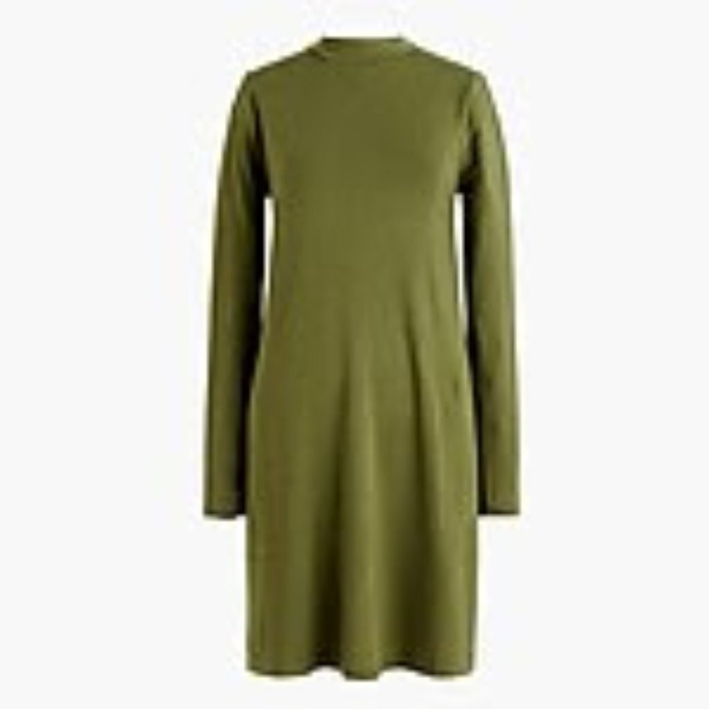JCrew Olive Green Stretch Modal Swing Dress with Pockets - Picture 1 of 5